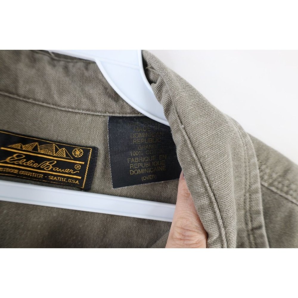 Vintage 90s Eddie Bauer Mens Large Faded Heavyweight Double Pocket Button Shirt - Picture 7 of 10